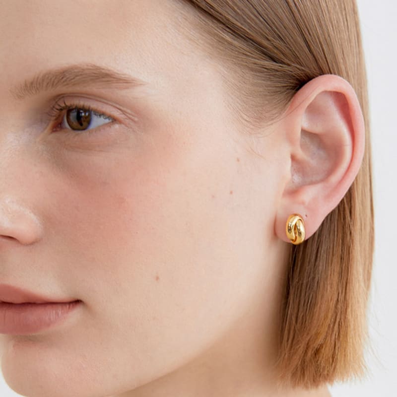 

halden cross ring simple earrings (E043_gold) gold