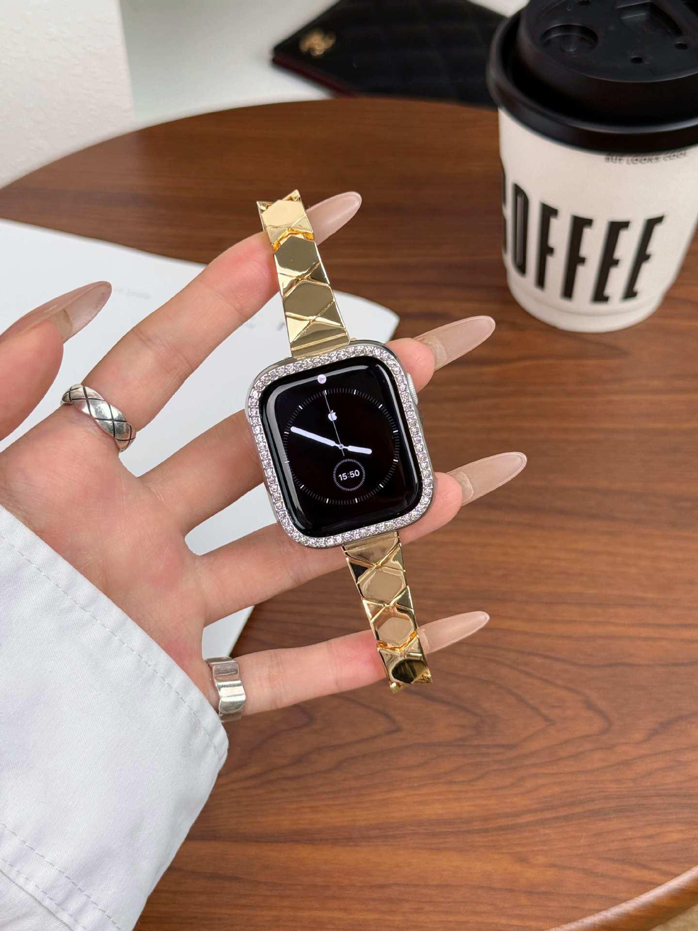 

Diamond Lattice Strap for Apple Watch 4-11 Series Huawei 22mm золотий