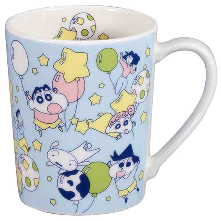 Crayon Ceramic Mug Hot Drinks Balloon Design Mug Collection Made in Japan Yamaka Shoten Shin-chan (350ml) - Coffee, Tea, - - - - - CS32-11 светло-синий