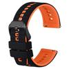 Anbeer 24mm Silicone Watch Quick Release Sporty Rubber Black Orange with Black Buckle Two-Tone Strap, Band, &