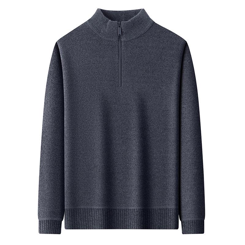 Herren Winter Chenille Pullover - Verdickter Halbhoher Kragen Reißverschluss - Warme Samtgefütterte Basisschicht