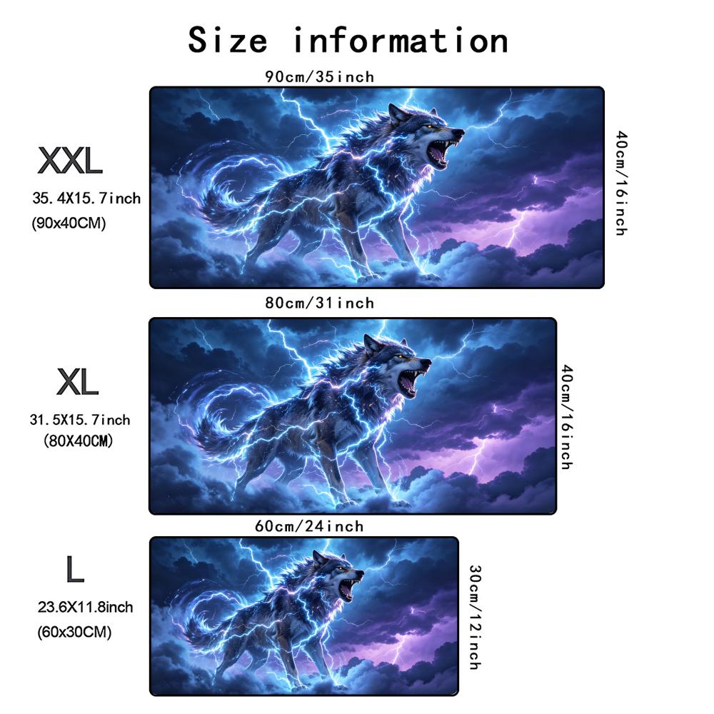 Celestial Wolf Mouse Pad L Large Computer Office Game Table Mats Rubber Antislip Gaming Keyboard Mousepads Long Desk Pads 40x90