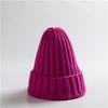 Trendy Autumn Winter Solid Edge Curl Woolen Knitted Skullies Beanies Unisex Ear Protection Warm Fitting Hood Hat