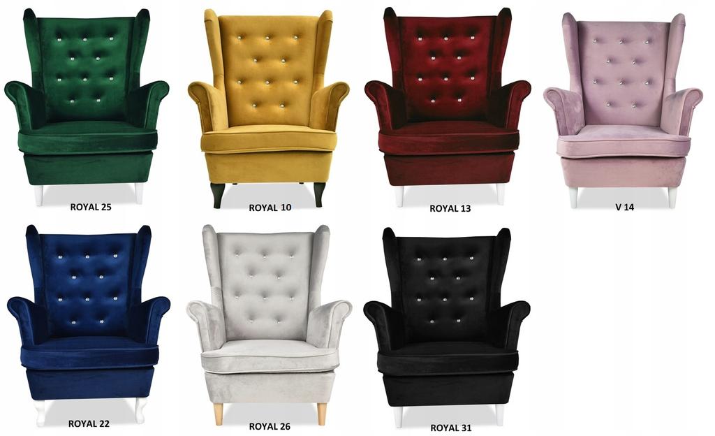Diana Wing Chair with Footrest Scandinavian Family Meble Navy Blue Peak