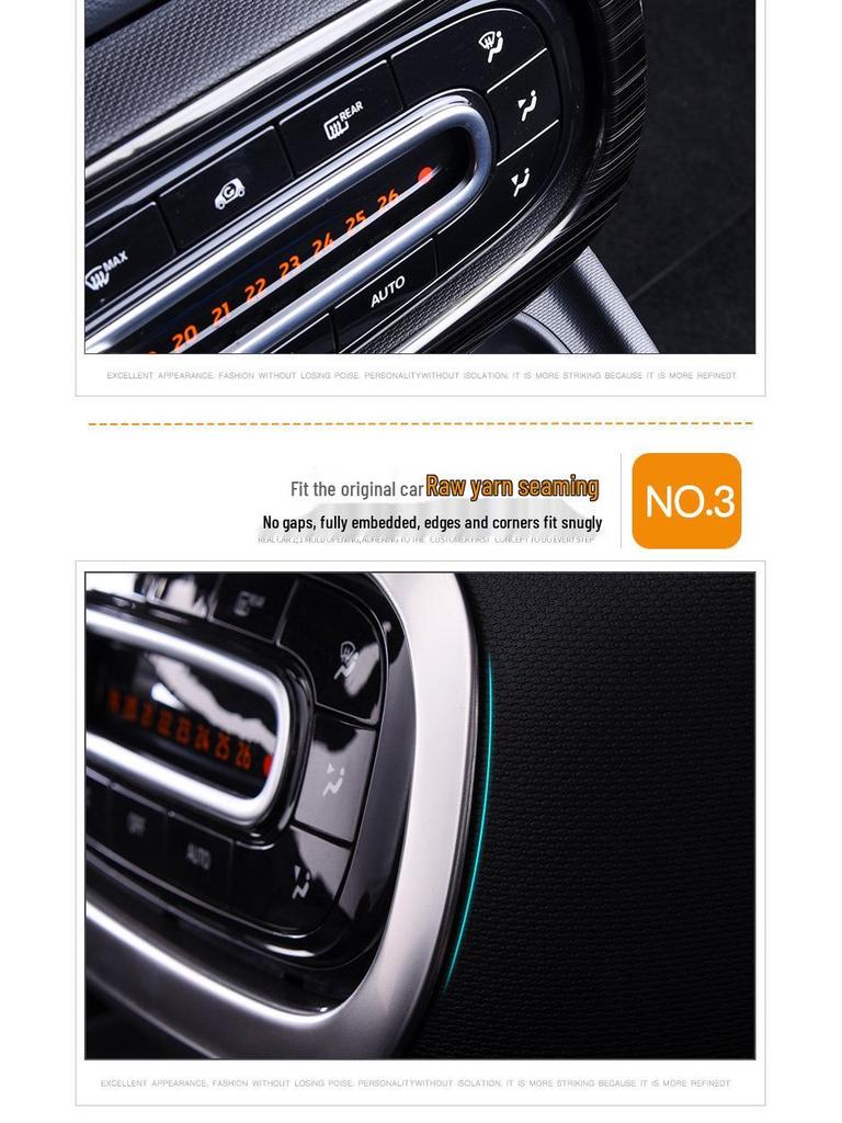 Smart Fortwo Air Conditioning Button Frame - Stainless Steel Brushed Interior Trim