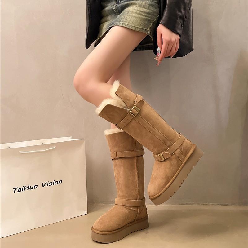 Large size women's shoes 41-43 tall tube two wear integrated snow boots women's winter warm velvet knight boots high top cotton boots