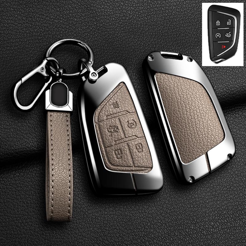 Schlüsselanhänger Abdeckung Hülle Für Cadillac Für GMC Sierra Yukon 2023 2024 Für Chevrolet Silverado 1500 Suburban Tahoe Legierung Leder Schlüsselanhänger