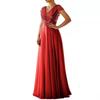 Summer New Foreign Trade Dress New V-neck Sequin Chiffon Patchwork Evening Dress Party Vacation Style Casual Dress