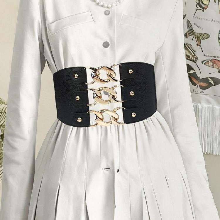 Cool Wide Corset Elastic Waistband for Women Girl Daily Wear PU Leather Comfortable Waist Strp for Casual Formal Outfit