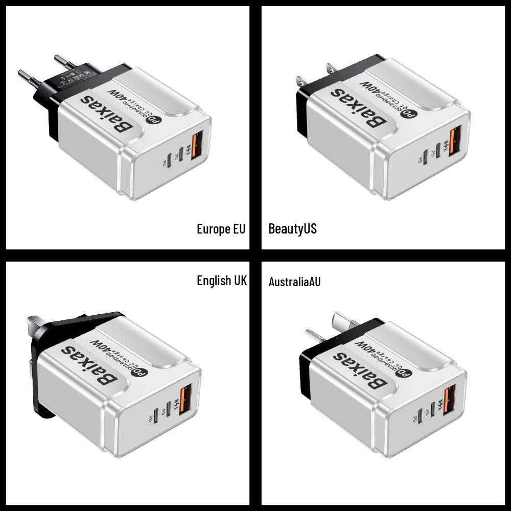 Universal Power Adapter: Compatible with UK, EU, US, AU Standards, 1 USB & 2 PD Ports.