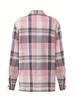 Women Plaid Long Sleeved Lapel Cardigan Shirt Thin Coat