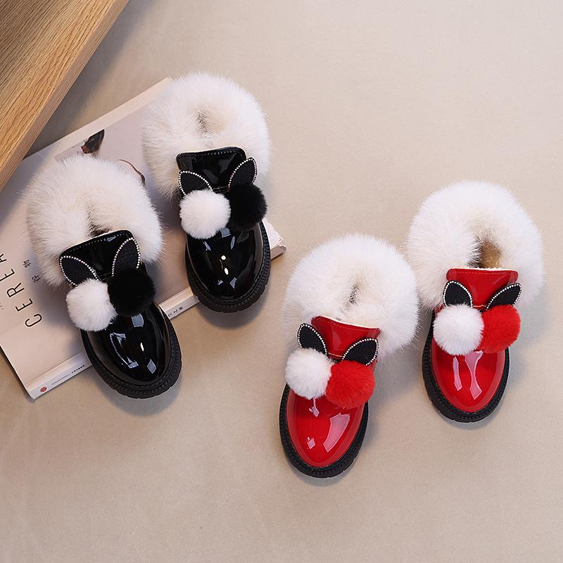 Girl Snow Boots Elegant Fluffy Children's Winter Boots for Princess Warm Versatile Kids Fashion Ankle Cotton Boots Causal Cute