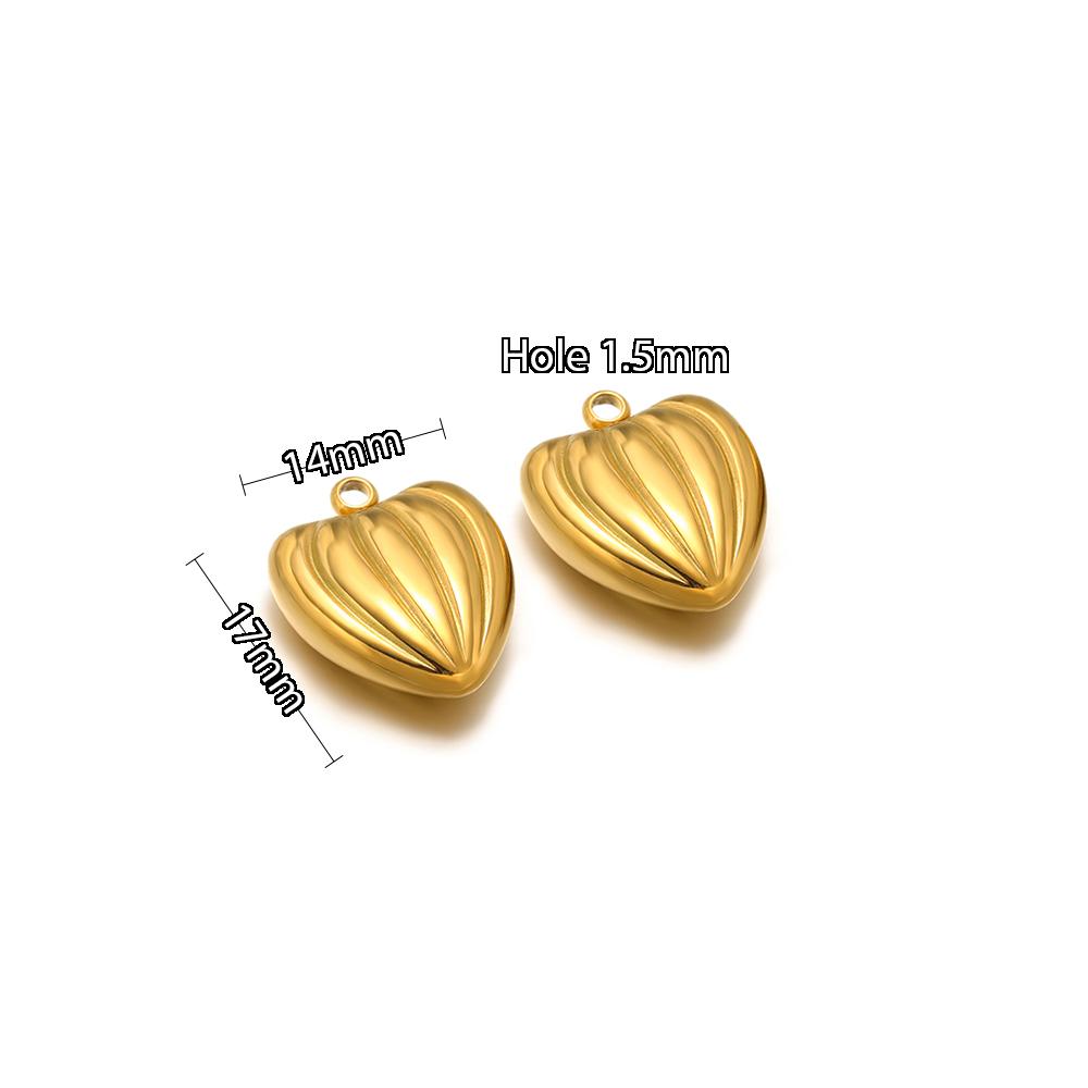 5pcs Stainless Steel New Fashion Three-dimensional Heart Charms Pendants PVD Gold Plated Necklace Homemade Bracelet DIY Jewelry