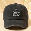 Drum Print Retro Washed Baseball Cap Adjustable for Both Men and Women, Suitable for Outdoor Sports, Camping, and Leisure