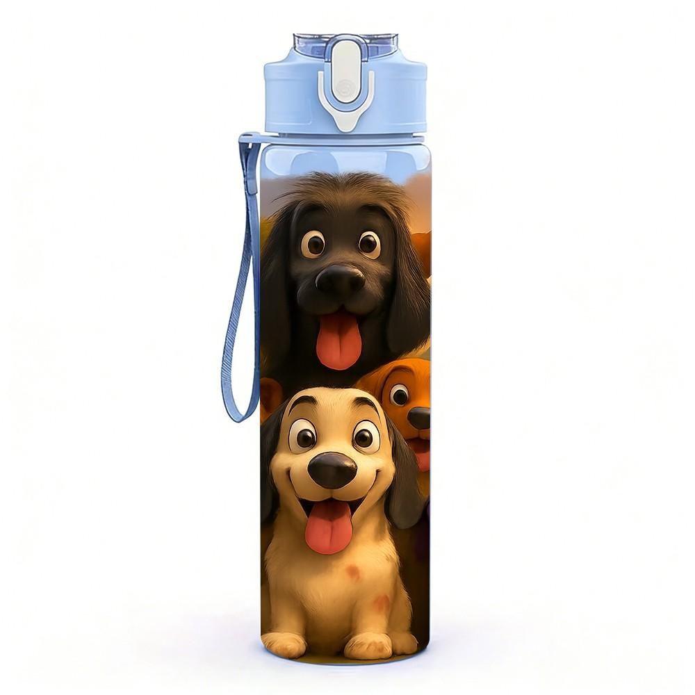 1PC Multi Breed Dog Group Pet Pattern 750ml Color Plastic Sports Water Bottle Leakproof Flip Straw Lid Suitable for Sports Office Home Use