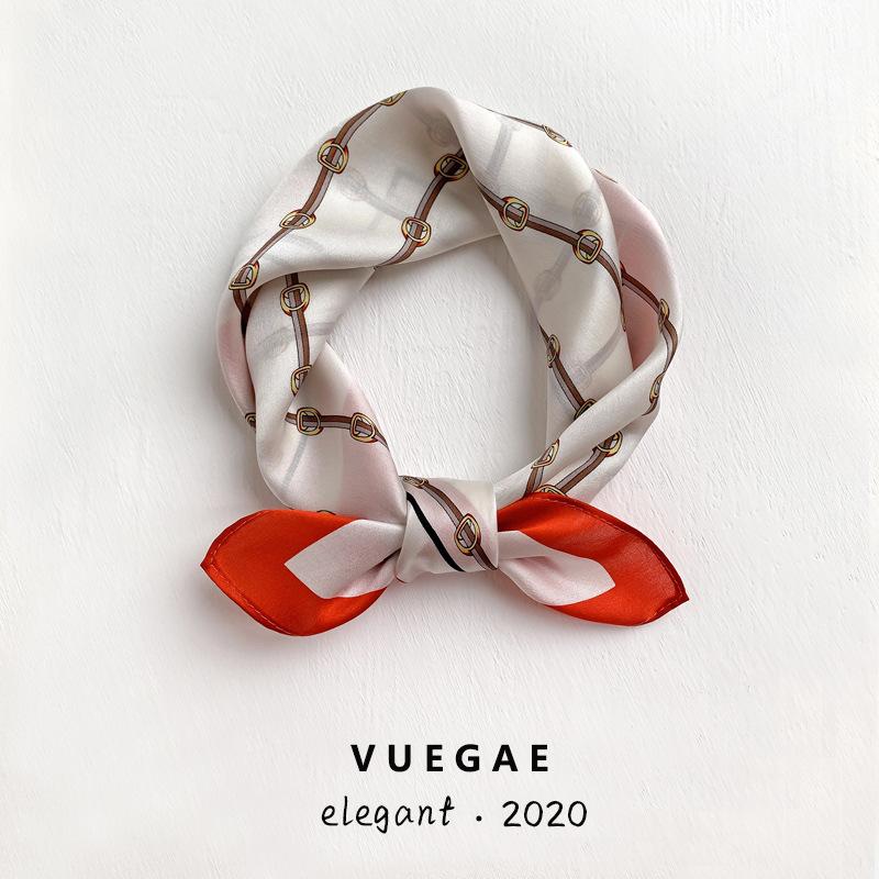Korean silk scarf small scarf women's fashion printing temperament decoration silk spring and autumn summer thin square scarf