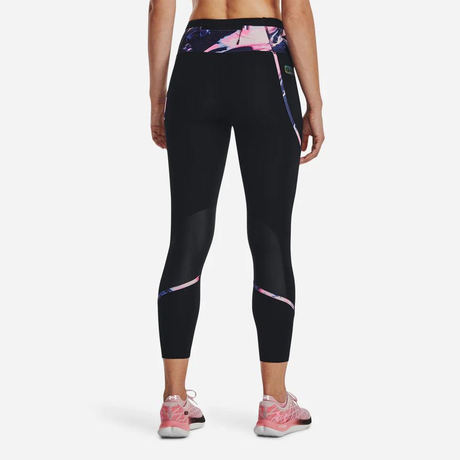 Under Armour Run Anywhere Lace-Up Mid-Rise Striped Slim Fit Nine-Point Sports Pants Women Pants Black 1373444-001