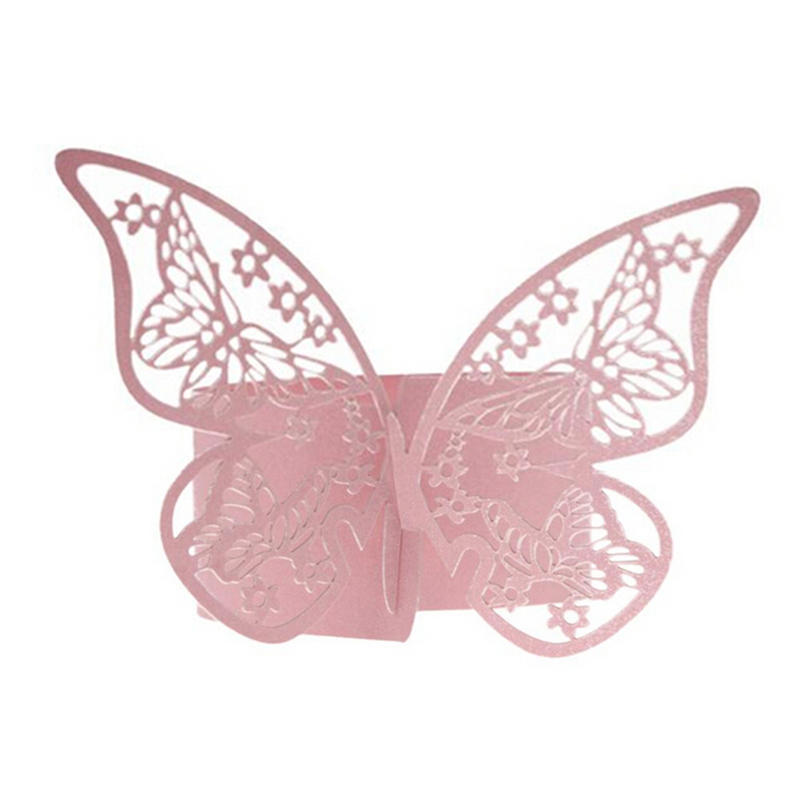 50PCS Butterfly Napkin Ring Paper Holder Table Party Wedding Favors Banquet