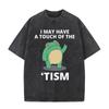 2026 Unisex Vintage Washed Cotton Tee Cute Standing Green Frog Waving Hand Print Casual Short Sleeve Street Tops