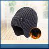 Outdoor Men Winter Knitted Hat Plush Warmth Peaked Cap Earmuff Casual Fashion Faux Fur Lined Bomber Hats Cycling Ear Protection