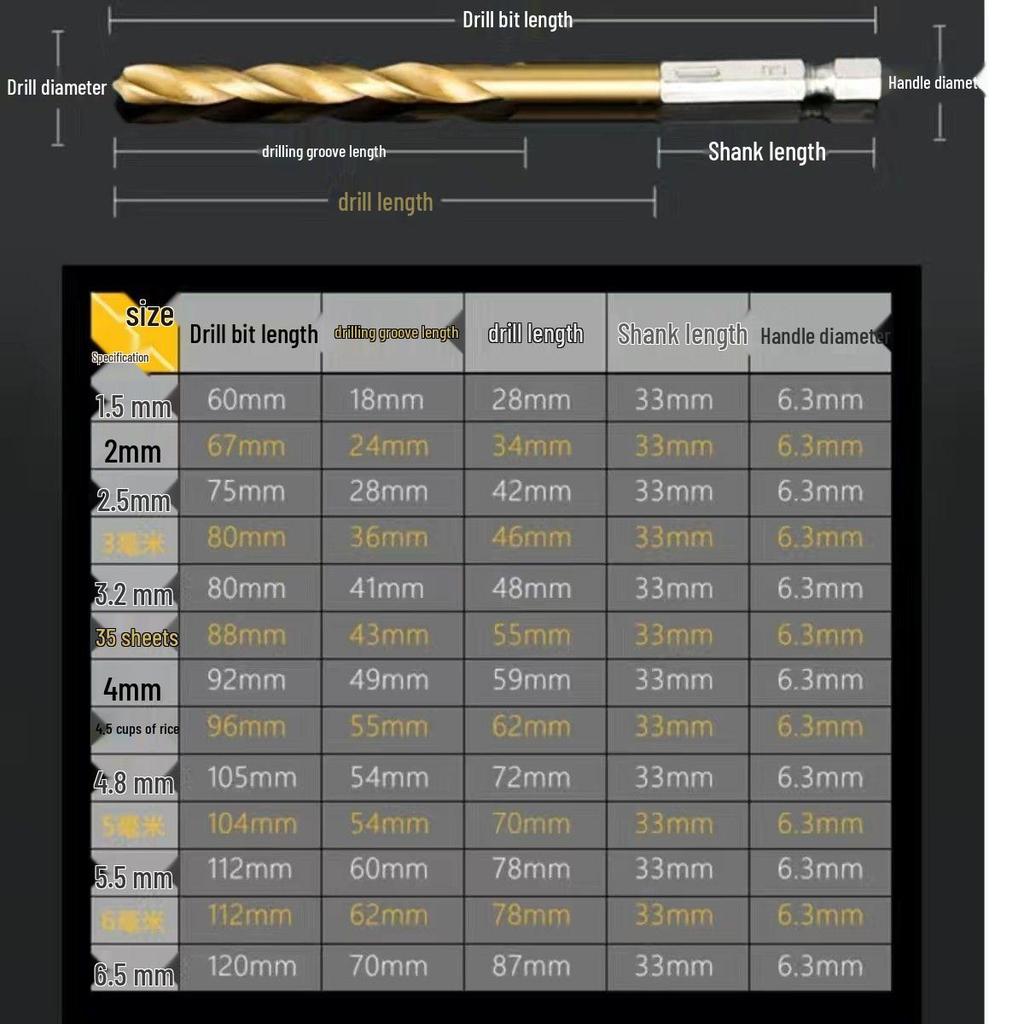 13PC Titanium Hex Shank Drill Bit Set: High-Speed Steel for Electric Screwdrivers