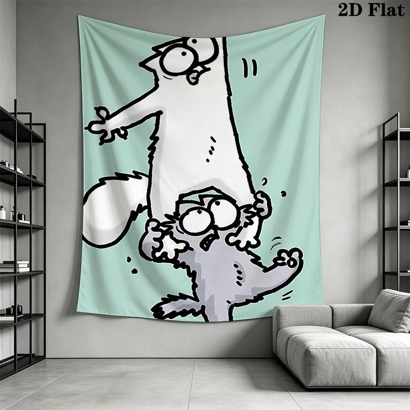 Simon's Cat Pattern Home Decor Tapestry, Wall Hanging, Decorative RV Wall Cloth.SGT0917512