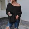 Women's fashion casual loose string back off shoulder T-shirt top