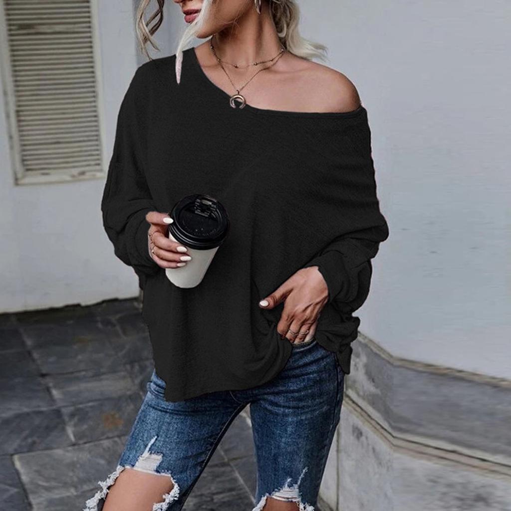 Women's fashion casual loose string back off shoulder T-shirt top