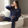 Pure cotton women's pajamas, long-sleeved trousers, cardigan, loose large-size loungewear, women's spring and autumn models can be worn out.