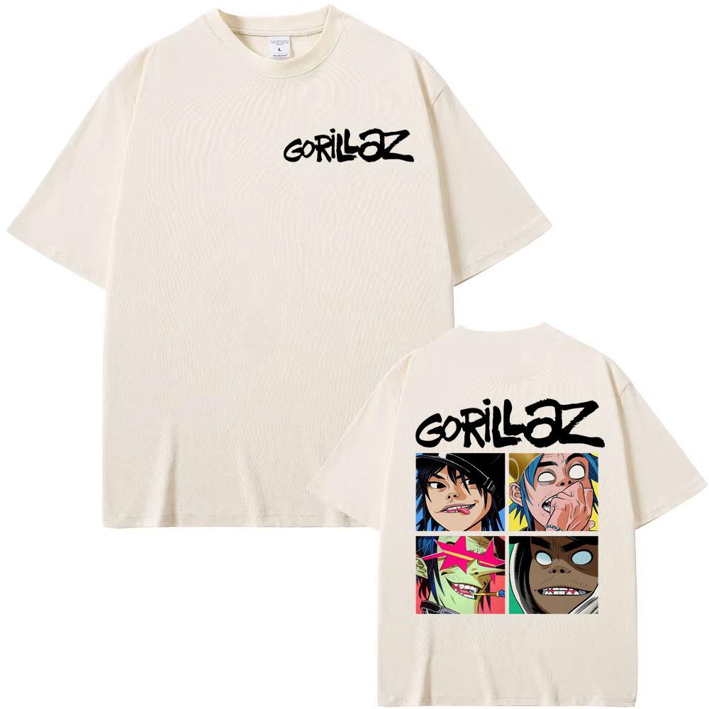 Rock Band Gorillaz Vintage Cartoon Graphic Tshirts Men Women Harajuku Classic Hip Hop  T Shirts pure Cotton T Shirt Streetwear