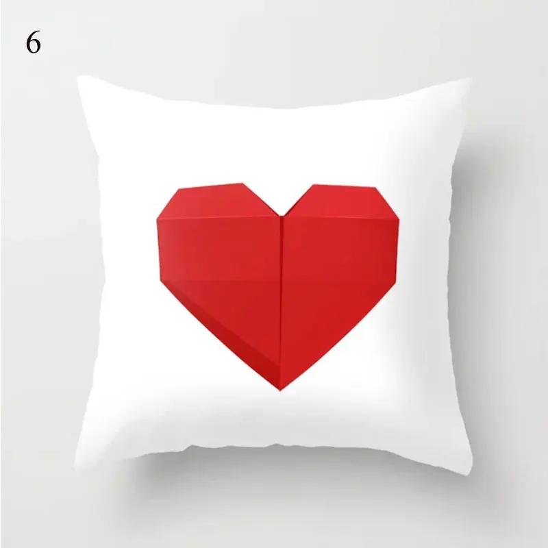 Red Printed Pillowcase Square Waist  Geometric Cute Cushion Cover Fashion Car Decoration Homeware
