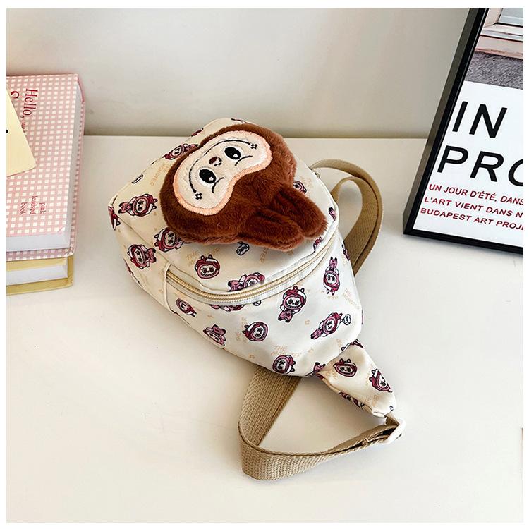 Summer new children's cartoon Labubu chest bag waist bag versatile crossbody bag travel lightweight storage bag