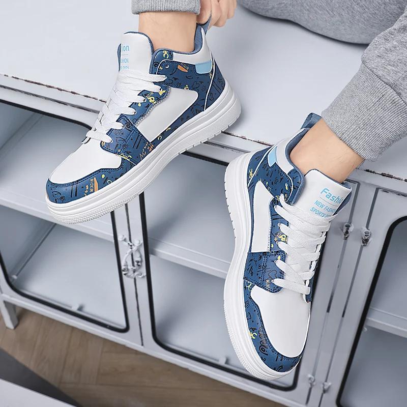 Nuove Scarpe Sportive High Top da Uomo e da Donna Taglie Forti 31-44, Scarpe da Skate Sportive in Pelle Trendy ed Esplosive Resistenti all'Usura