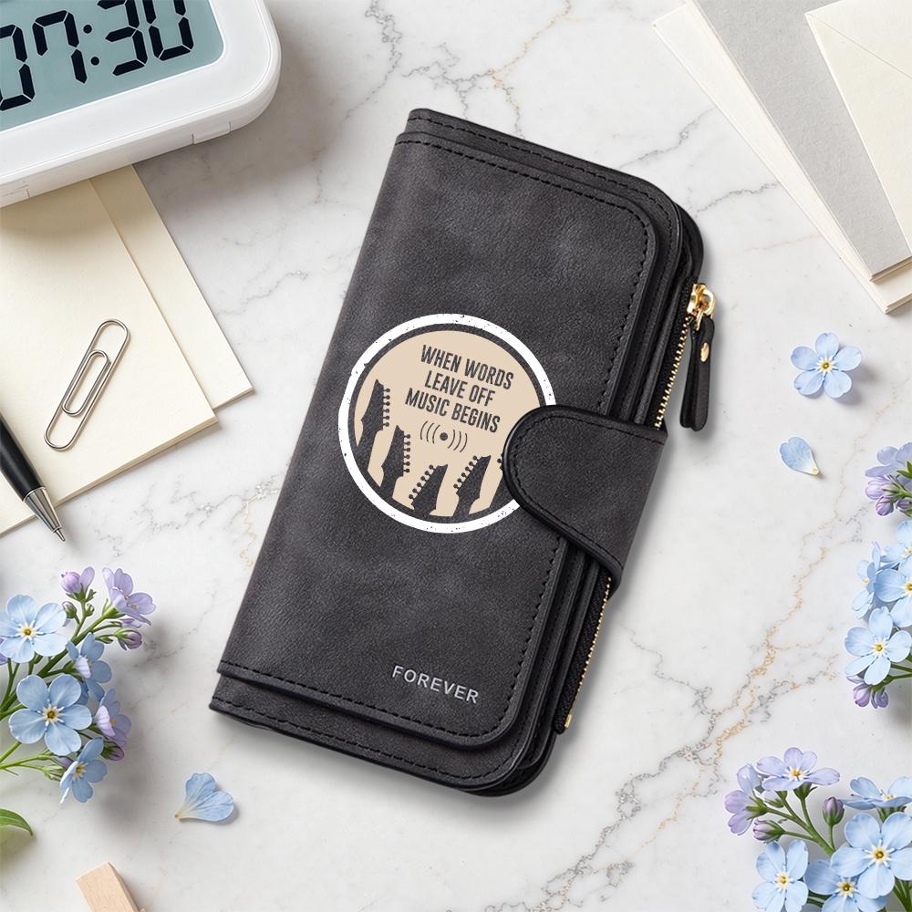 Music Themed Women Wallet Multi Card Holder Purse