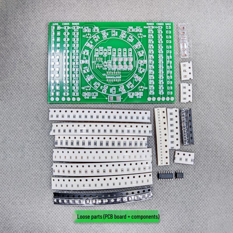 SMD Rotary Flowing Light Kit: Electronic Soldering Practice Board for DIY and Student Skill Training.
