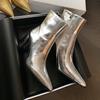 Bright Leather Block Heel Single Boots Autumn New Pointed Toe Side Zip Anti-Slip Wear-Resistant High Heels