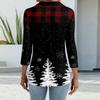 Mote dame casual revers kort 3/4 ermet juleprint skjorte dame knapp opp topper
