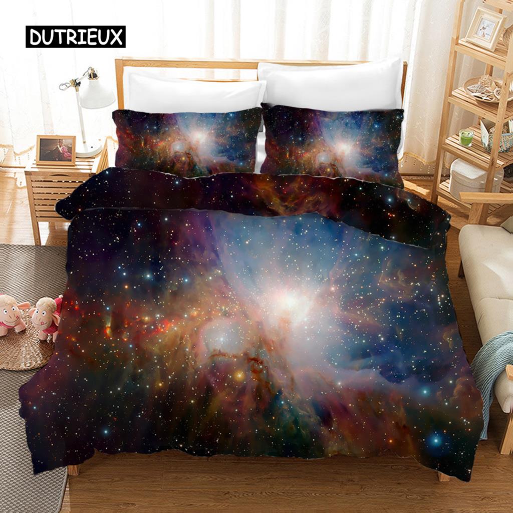 

Комплект постельного белья Starry Sky из микрофибры с космическим принтом, пододеяльник для подростков и мальчиков, комплект постельного белья 3D Starry Sky Series AU King(245x210cm)