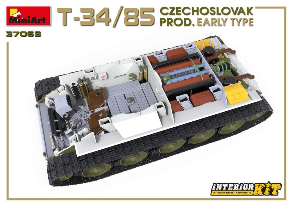 Miniart Scale Czechoslovakian Early Model Full Interior Plastic Model Kit MA37069 1/35 T-34/85
