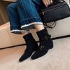 Inner height increase~ retro suede small square head short boots for women, new comfortable and versatile thin boots for women in autumn and winter
