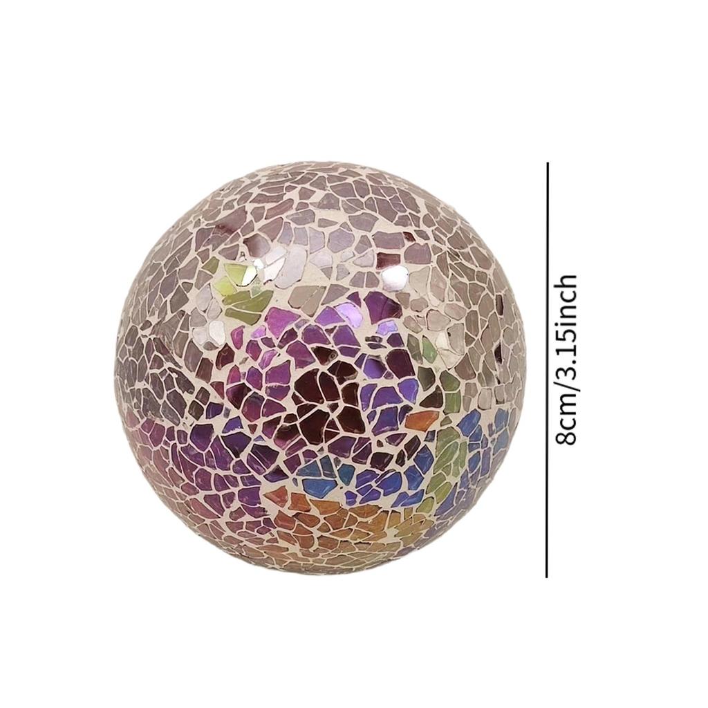 3x Mosaic Sphere Balls Diameter 8 cm Statue Sculpture Desktop Ornament for Bowls Coffee Table Living Room Fireplace Bedroom