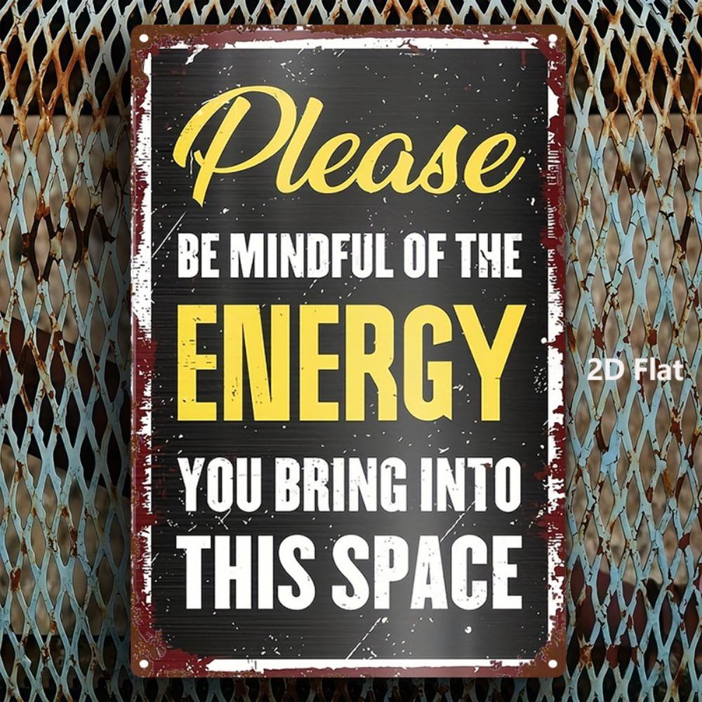 1pc Retro Positive Energy Metal Wall Art 8x12in Farm Kitchen Garage Decor