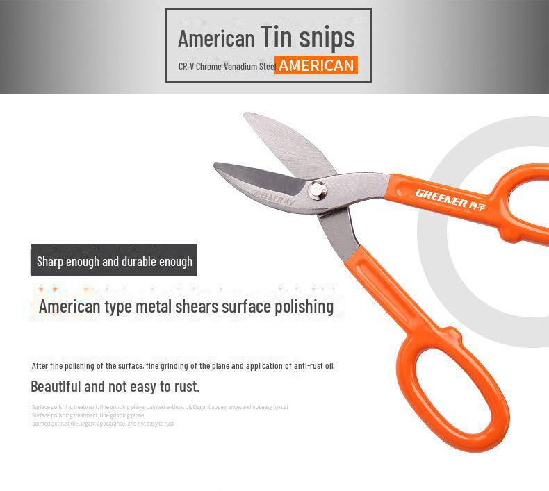 Green Forest Metal Cutting Scissors: Steel, Tin, Iron, German-American Design