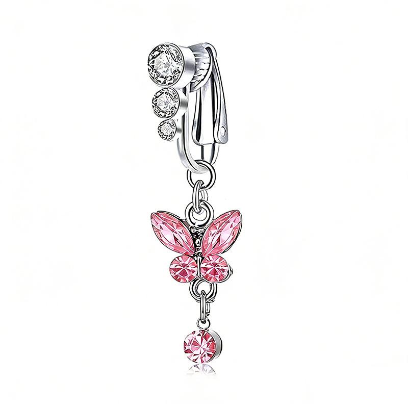 Fashion Butterfly Pentagram Non Perforated Navel Clip On Umbilical Navel Fake Pircing Zircon Cartilage Clip On Body Jewelry