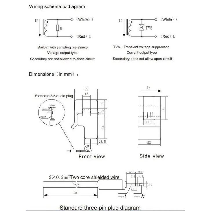 SCT-013-000 30A 50A 100A Open-Close Current Transformer SCT013 Non-invasive AC Current Sensor Split Core Current Transformer
