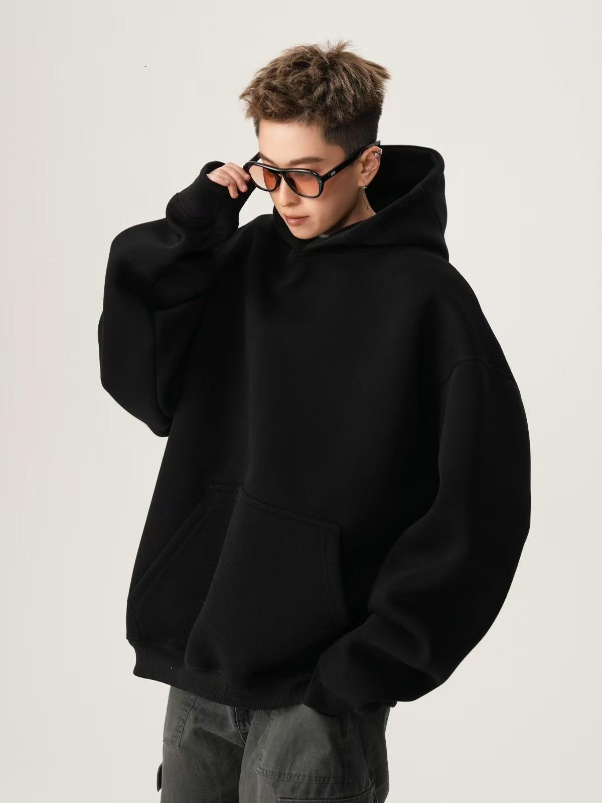 Men s Heavyweight Fleece-Lined Hooded Sweatshirt - Trendy Autumn/Winter Loose Streetwear Hoodie XL