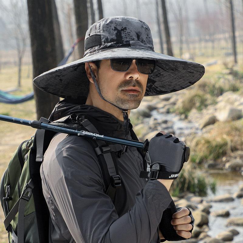 Men's Summer Outdoor Casual Sunhat Oversized Brim UV Protection Hat Outing Sports Fishing Hat