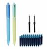 Refillable Ergonomic Fountain Pen for Students - Transparent Colored Plastic Design