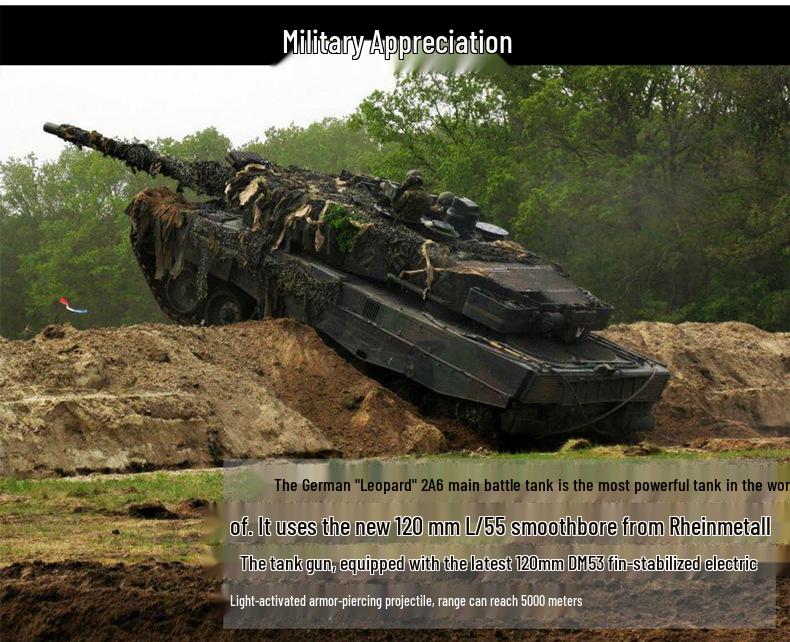 KDW Model German Leopard 2A6 Military Tank Alloy Armored Vehicle