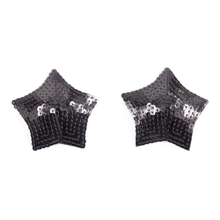 Heart-Shaped Sequin & Star Nipple Pasties with Tassels - Silicone Bra Accessory